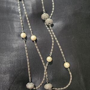 Vintage AVON Elegant Ivory Pearl and Silver-Bead Station Necklace